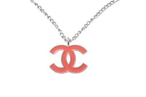 CHANEL シャネル ネックレス チョーカー ココマーク 04 P フランス製 オレンジ シルバー 美品 中古 61020