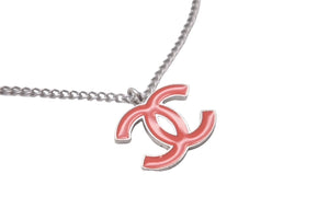 CHANEL シャネル ネックレス チョーカー ココマーク 04 P フランス製 オレンジ シルバー 美品 中古 61020