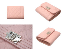 Load image into Gallery viewer, CHANEL シャネル ボーイシャネル 三つ折り財布 ピンク キャビアスキン 29番台 ココマーク ウォレット 小物 ロゴ 美品 中古 61025