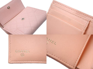 CHANEL シャネル ボーイシャネル 三つ折り財布 ピンク キャビアスキン 29番台 ココマーク ウォレット 小物 ロゴ 美品 中古 61025