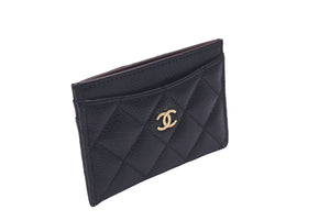 新品同様 CHANEL シャネル マトラッセ カードケース キャビアスキン ブラック ランダム番台 小物 ロゴ ココマーク 中古 61026