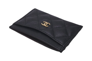 新品同様 CHANEL シャネル マトラッセ カードケース キャビアスキン ブラック ランダム番台 小物 ロゴ ココマーク 中古 61026