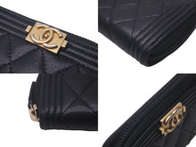 Load image into Gallery viewer, CHANEL シャネル コインケース ボーイシャネル A80602 31番台 キャビアスキン ブラック ゴールド金具 美品 中古 61032