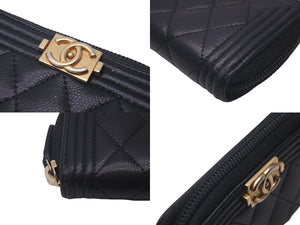 CHANEL シャネル コインケース ボーイシャネル A80602 31番台 キャビアスキン ブラック ゴールド金具 美品 中古 61032