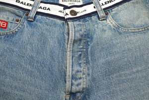 BALENCIAGA バレンシアガ ロゴ ウエストバンド デニムパンツ ジーンズ サイズXS コットン 671890 美品 中古 61069