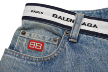 Load image into Gallery viewer, BALENCIAGA バレンシアガ ロゴ ウエストバンド デニムパンツ ジーンズ サイズXS コットン 671890 美品 中古 61069