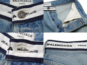 BALENCIAGA バレンシアガ ロゴ ウエストバンド デニムパンツ ジーンズ サイズXS コットン 671890 美品 中古 61069