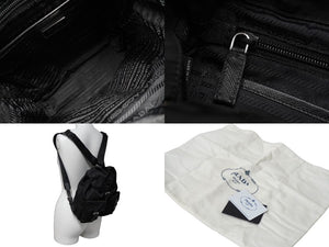 PRADA プラダ リュック デイパック バックパック Wポケット トライアングルロゴ ナイロン ブラック 1BZ677 美品 中古 61088 