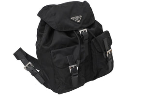 PRADA プラダ リュック デイパック バックパック Wポケット トライアングルロゴ ナイロン ブラック 1BZ677 美品 中古 61088 