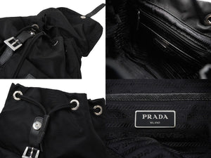 PRADA プラダ リュック デイパック バックパック Wポケット トライアングルロゴ ナイロン ブラック 1BZ677 美品 中古 61088 