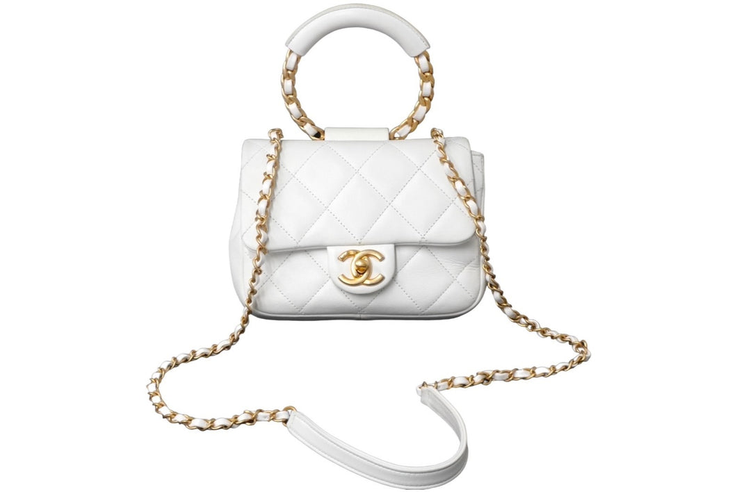 CHANEL シャネル マトラッセ ハンドバッグ シングルフラップ チェーンショルダー 29番台 ホワイト 美品 中古 61100