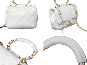 CHANEL シャネル マトラッセ ハンドバッグ シングルフラップ チェーンショルダー 29番台 ホワイト 美品 中古 61100