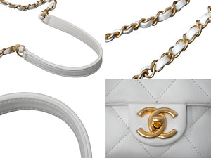 CHANEL シャネル マトラッセ ハンドバッグ シングルフラップ チェーンショルダー 29番台 ホワイト 美品 中古 61100