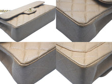 Load image into Gallery viewer, 極美品 CHANEL マトラッセ Wフラップ チェーンショルダー キャビアスキン 6番台 23cm ショルダーバッグ ベージュ ゴールド金具 中古 61101