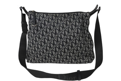 Christian Dior クリスチャンディオール ショルダーバッグ トロッター 02RU 1004 ブラック グレー シルバー金具 美品 中古 61106