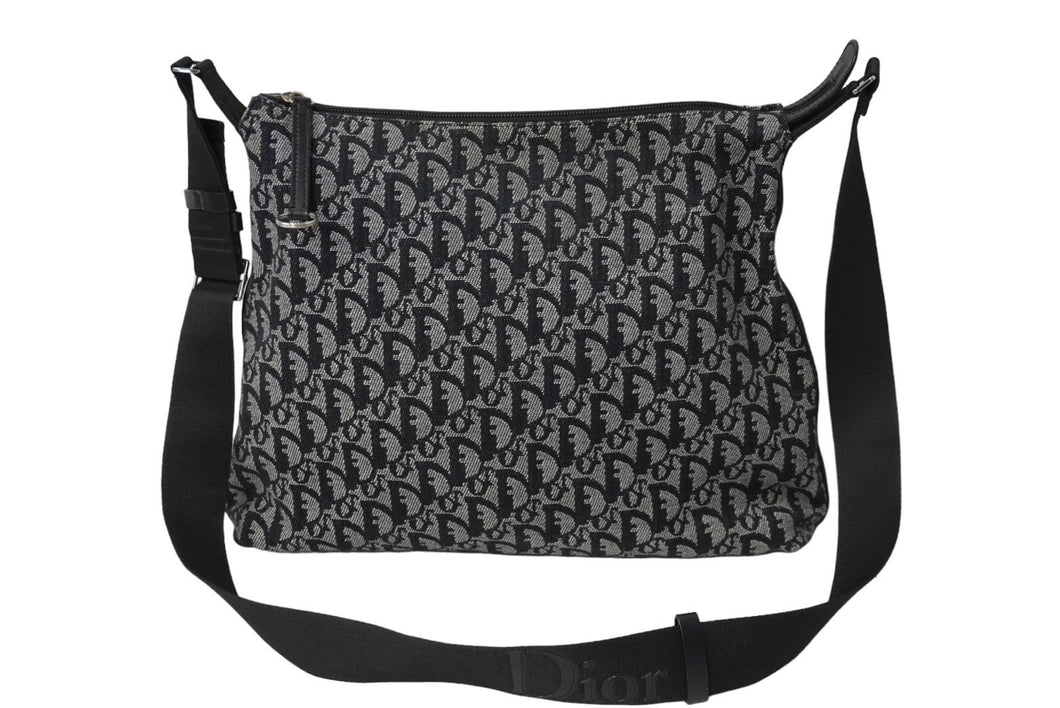 Christian Dior クリスチャンディオール ショルダーバッグ トロッター 02RU 1004 ブラック グレー シルバー金具 美品 中古 61106
