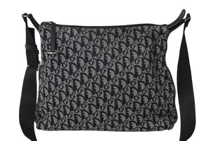 Christian Dior クリスチャンディオール ショルダーバッグ トロッター 02RU 1004 ブラック グレー シルバー金具 美品 中古 61106