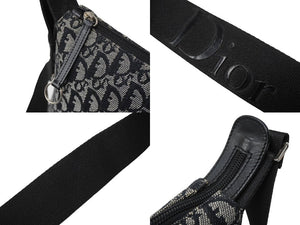 Christian Dior クリスチャンディオール ショルダーバッグ トロッター 02RU 1004 ブラック グレー シルバー金具 美品 中古 61106