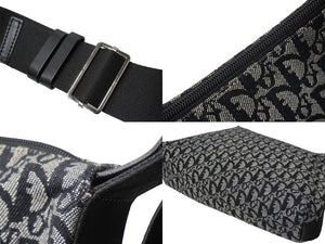 Christian Dior クリスチャンディオール ショルダーバッグ トロッター 02RU 1004 ブラック グレー シルバー金具 美品 中古 61106