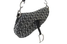 画像をギャラリービューアに読み込む, 極美品 Christian Dior クリスチャンディオール ワンショルダーバッグ サドルバッグ トロッター柄 キャンバス ネイビー RU1012 中古 61109