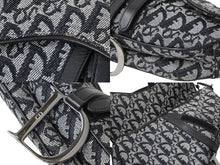 画像をギャラリービューアに読み込む, 極美品 Christian Dior クリスチャンディオール ワンショルダーバッグ サドルバッグ トロッター柄 キャンバス ネイビー RU1012 中古 61109