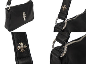 新品同様品 CHROME HEARTS クロムハーツ ショルダーバッグ チキンナゲットスモール ダガー レザー シルバー925 ブラック 中古 61113