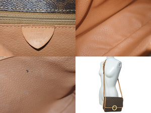 CELINE セリーヌ マカダム柄 サークルロゴ ショルダーバッグ ブラウン ロゴ PVC レザー 221348B 美品 中古 61129