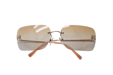 CHANEL シャネル サングラス ココマーク ラインストーン サイズ62□17 120 オレンジ ゴールド 4017-D c.125/56 良品 中古 61138