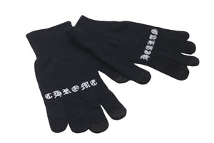 新品同様品 CHROME HEARTS クロムハーツ CHプラスロゴチェックメイトワークグローブ ブラック ホワイト サイズS 中古 61173