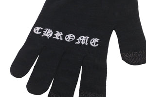 新品同様品 CHROME HEARTS クロムハーツ CHプラスロゴチェックメイトワークグローブ ブラック ホワイト サイズS 中古 61173