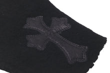 Load image into Gallery viewer, CHROME HEARTS クロムハーツ ミッティング フィンガーレスグローブ クロスパッチ 指切り手袋 ブラック カシミヤ レザー 美品 中古 61174