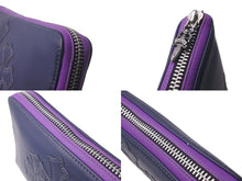 Load image into Gallery viewer, CHROME HEARTS クロムハーツ RECFZIP 3セメタリークロスパッチ ラウンドジップ 長財布 ノベルティレザー パープル 美品 中古 61178