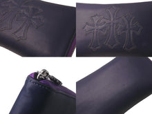 Load image into Gallery viewer, CHROME HEARTS クロムハーツ RECFZIP 3セメタリークロスパッチ ラウンドジップ 長財布 ノベルティレザー パープル 美品 中古 61178