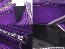 Load image into Gallery viewer, CHROME HEARTS クロムハーツ RECFZIP 3セメタリークロスパッチ ラウンドジップ 長財布 ノベルティレザー パープル 美品 中古 61178