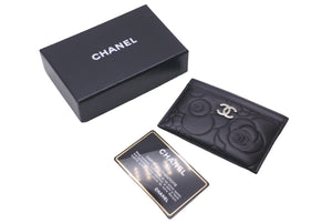 新品同様 CHANEL シャネル カメリア カードケース ココマーク 16番台 ブラック ラムスキン 中古 61194