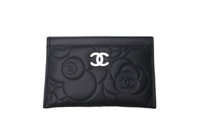 新品同様 CHANEL シャネル カメリア カードケース ココマーク 16番台 ブラック ラムスキン 中古 61194
