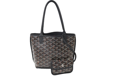 GOYARD ゴヤール アンジュ ミニ ハンドバッグ リバーシブル ミニトートバッグ ブラック PVCコーティングキャンバス 美品 中古 61195