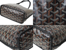 Load image into Gallery viewer, GOYARD ゴヤール アンジュ ミニ ハンドバッグ リバーシブル ミニトートバッグ ブラック PVCコーティングキャンバス 美品 中古 61195