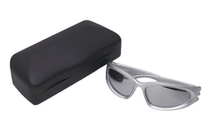 極美品 BALENCIAGA バレンシアガ スウィフトオーバルサングラス BB0157S シルバー サイズ65□17-125 中古 61203