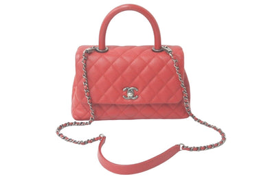新品同様 CHANEL シャネル マトラッセ ココトップハンドル ハンドバッグ チェーンショルダー バッグ A92990 レッド 中古 61228