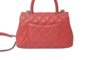 新品同様 CHANEL シャネル マトラッセ ココトップハンドル ハンドバッグ チェーンショルダー バッグ A92990 レッド 中古 61228