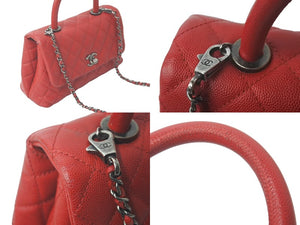 新品同様 CHANEL シャネル マトラッセ ココトップハンドル ハンドバッグ チェーンショルダー バッグ A92990 レッド 中古 61228