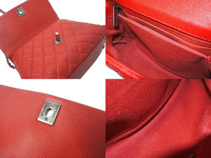 新品同様 CHANEL シャネル マトラッセ ココトップハンドル ハンドバッグ チェーンショルダー バッグ A92990 レッド 中古 61228
