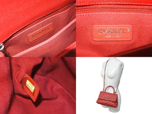 新品同様 CHANEL シャネル マトラッセ ココトップハンドル ハンドバッグ チェーンショルダー バッグ A92990 レッド 中古 61228