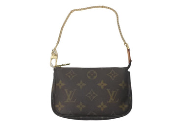 LOUIS VUITTON ルイヴィトン ミニポシェット アクセソワール アクセサリーポーチ M58009 モノグラム ブラウン 美品 中古 61236