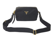 画像をギャラリービューアに読み込む, PRADA プラダショルダーバッグ ナイロン ブランドロゴ ナイロン レザー 1BH059 ゴールド金具 美品 中古 61247 