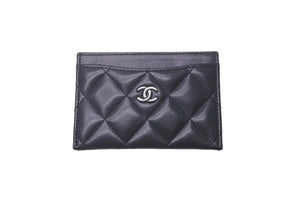 極美品 CHANEL シャネル ココマーク マトラッセ カードケース 31番台 ラムスキン ソーブラック 中古 61255