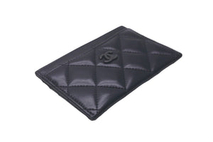 極美品 CHANEL シャネル ココマーク マトラッセ カードケース 31番台 ラムスキン ソーブラック 中古 61255
