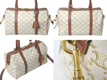 Load image into Gallery viewer, CELINE セリーヌ トリオンフ 2WAYハンドバッグ 19037 2CAS 01BC レザー ホワイト ブラウン ゴールド金具 良品 中古 61262