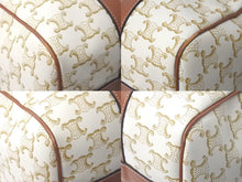 Load image into Gallery viewer, CELINE セリーヌ トリオンフ 2WAYハンドバッグ 19037 2CAS 01BC レザー ホワイト ブラウン ゴールド金具 良品 中古 61262